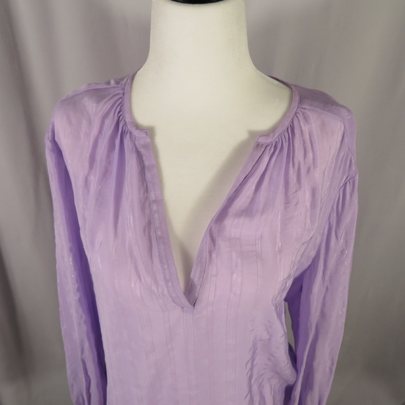Jensen Purple Silver Metallic Stripe Blouse Medium - Picture 2 of 7